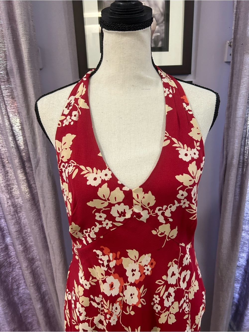 Vintage Loft Silk Floral Halter Dress - Picture 3 of 7